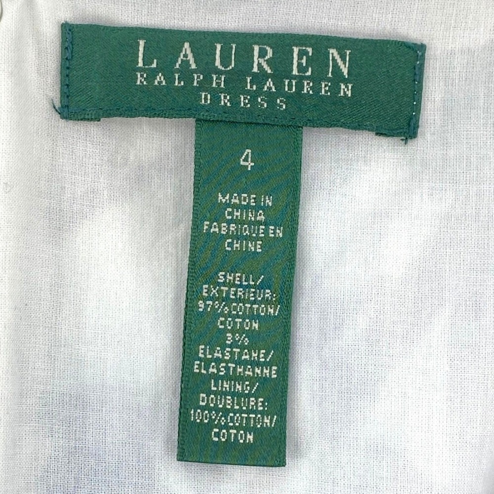 Lauren Ralph Lauren Floral Sheath Dress Teal Green White Sleeveless Size 4 - Picture 6 of 9